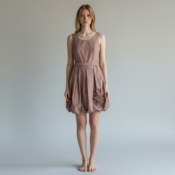 Coquette Bubble Hem Dress Size 0 Rosette Tie Back Wedding Guest - Picture 4 of 9